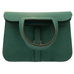 Hermes Mini Halzan Menthe/ Blue-Ish Green Evercolor Leather Satchel Bag