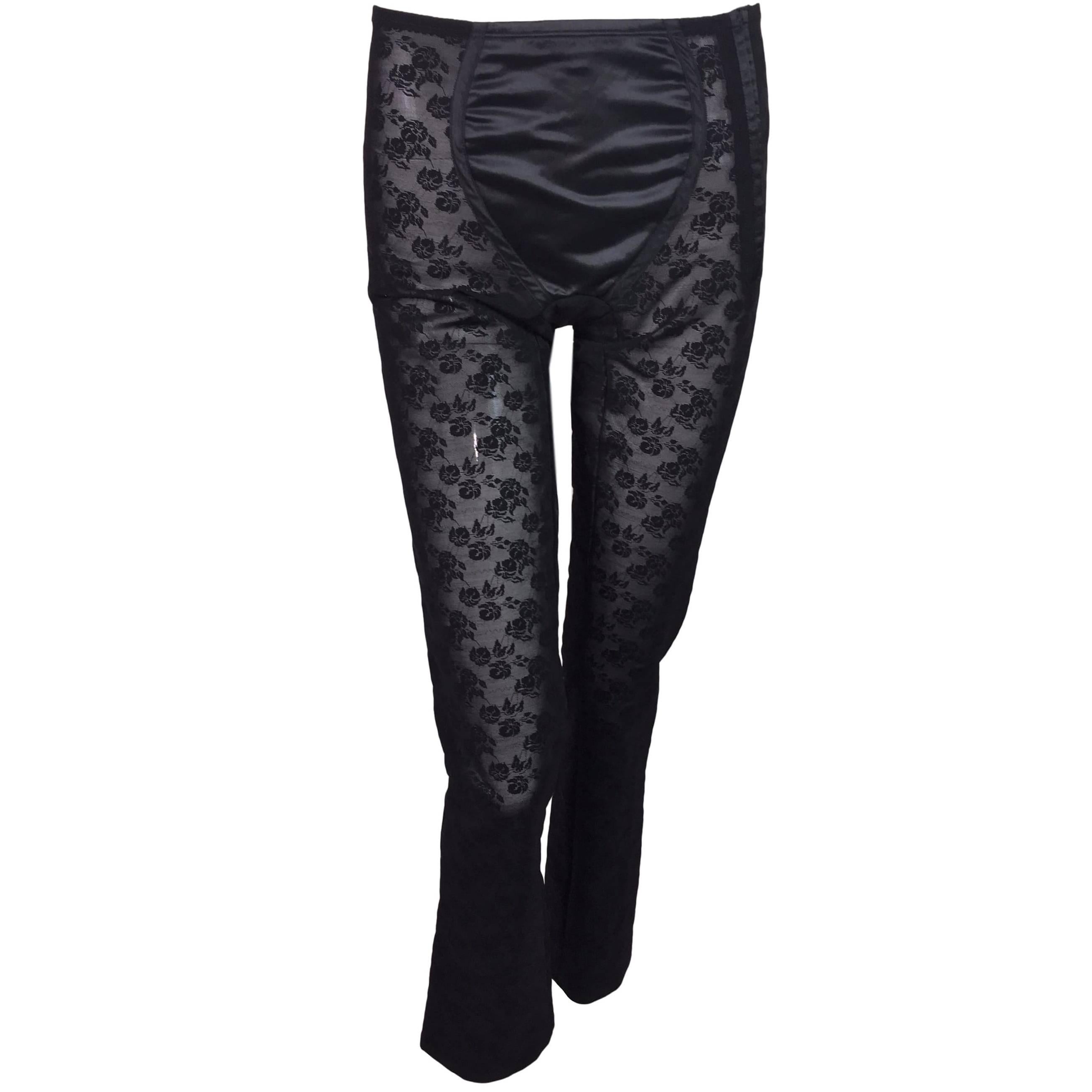 S/S 1998 Dolce & Gabbana Sheer Black Lace Corset Bandage Leggings 