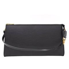 Louis Vuitton Pochette Accessories Black Epi Leather Hand Bag