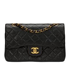 1990s Chanel Black Quilted Lambskin Vintage Small Classic Double Flap Bag 9