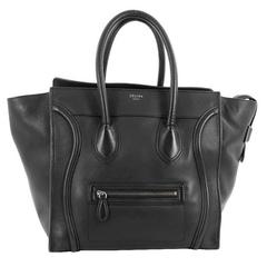 Celine Luggage Handbag Grainy Leather Mini 11