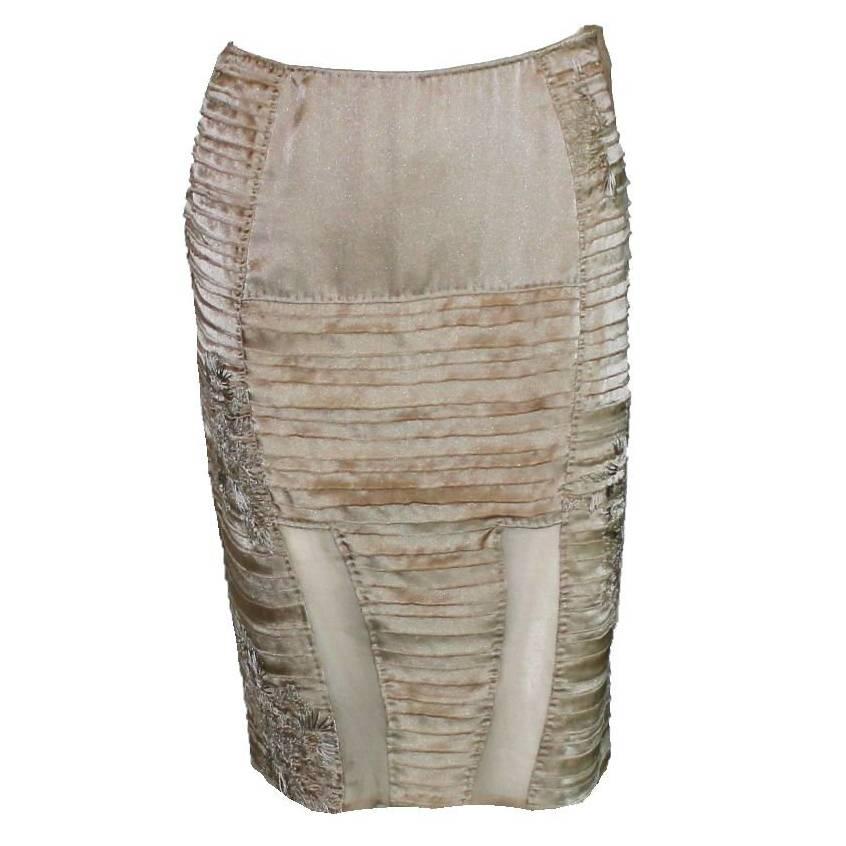 Stunning Gucci by Tom Ford 2003 Kimono Collection Embroidered Silk Skirt