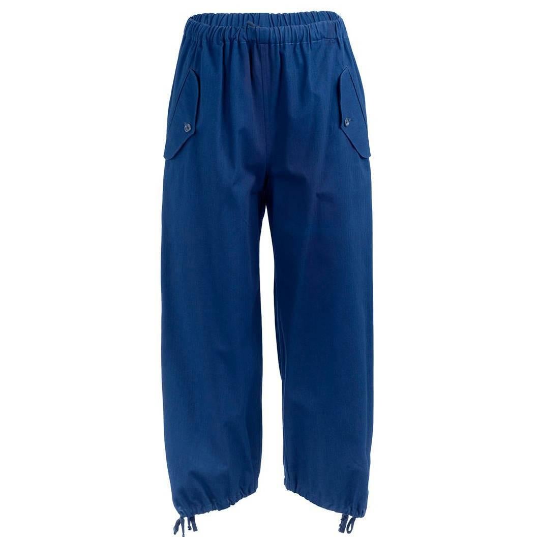 1990's Comme Des Garçons Blue Cotton Drawstring Pants