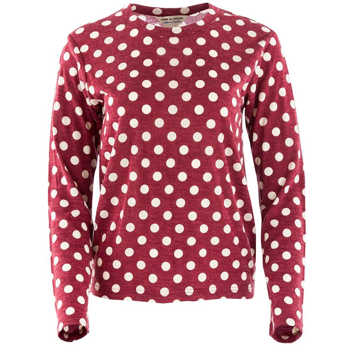 Comme Des Garçons Vintage Red and White Polkadot Pullover