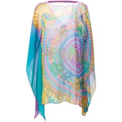 VERSACE sea world and digital barocco print silk tunic beach dress