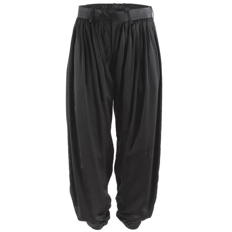 Undercover Black Pleated Silk Harem Pants For Sale at 1stdibs