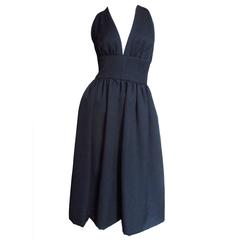 Extraordinary 1970s Halston Silk Plunge Dress 5