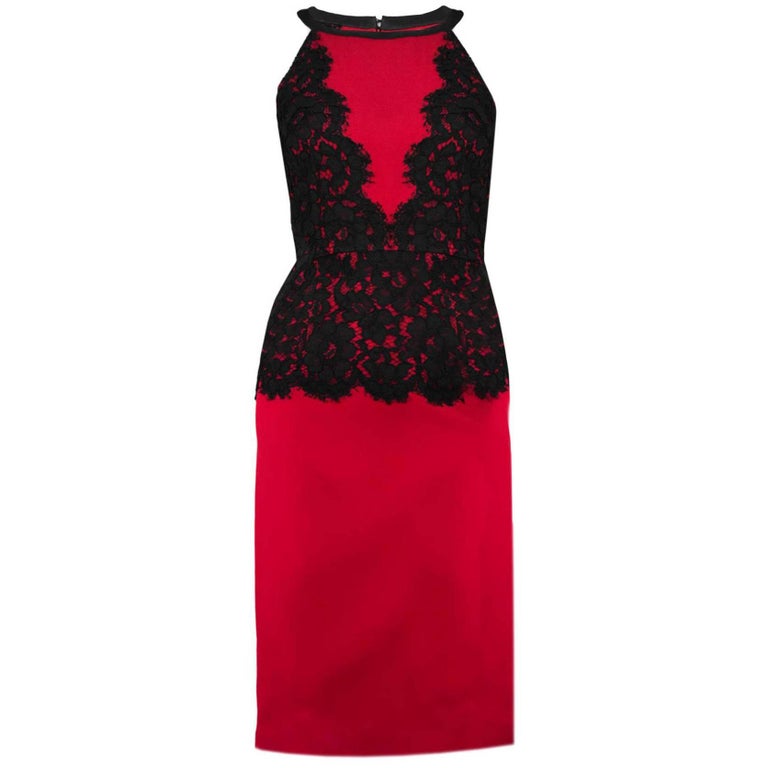 Michael Kors Collection Red and Black Lace Cocktail Dress sz US2 For Sale  at 1stDibs
