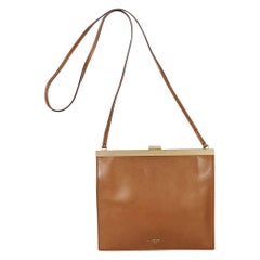 Tan Céline Calfskin Mini Clasp Bag