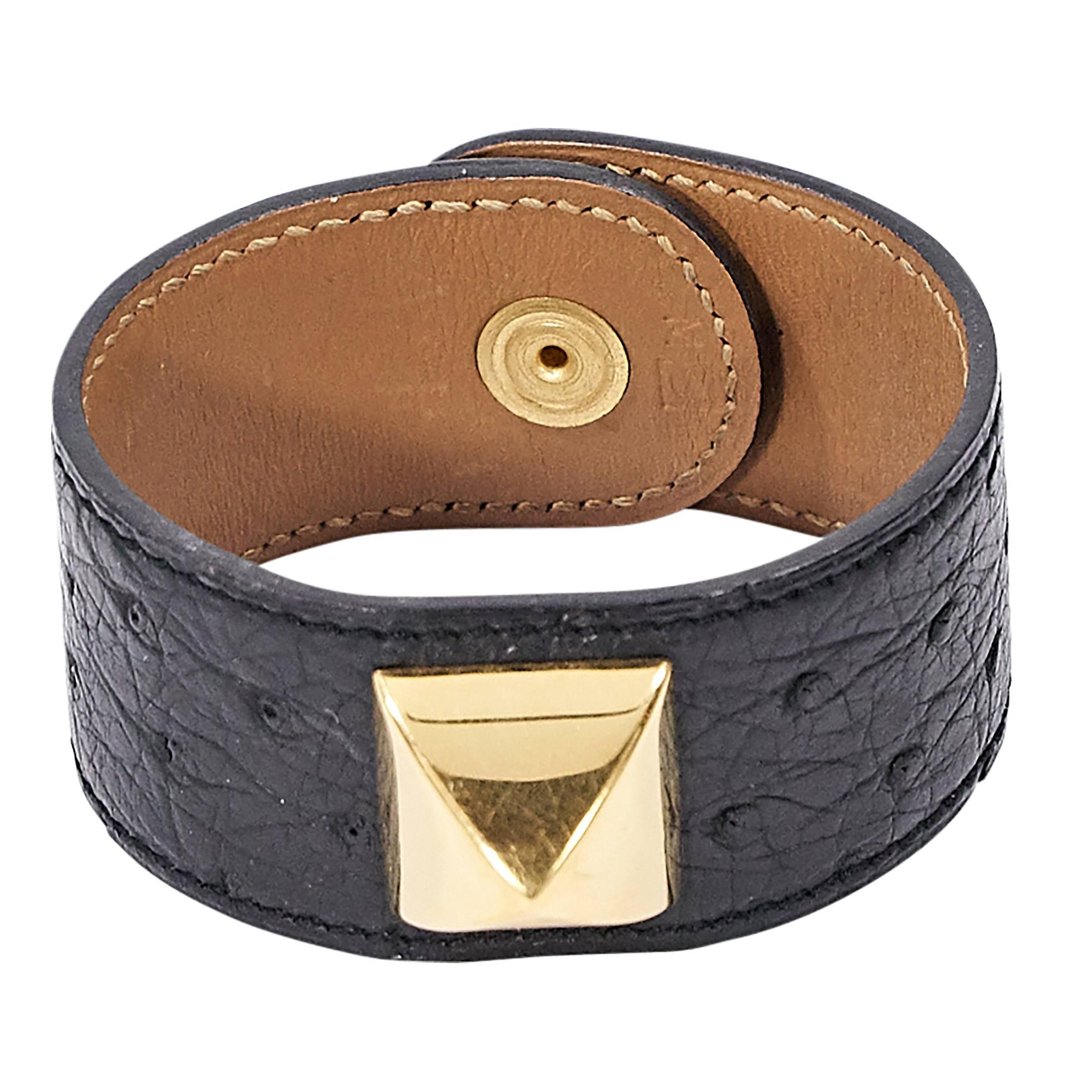 Black Hermès Courchevel Medor Bracelet