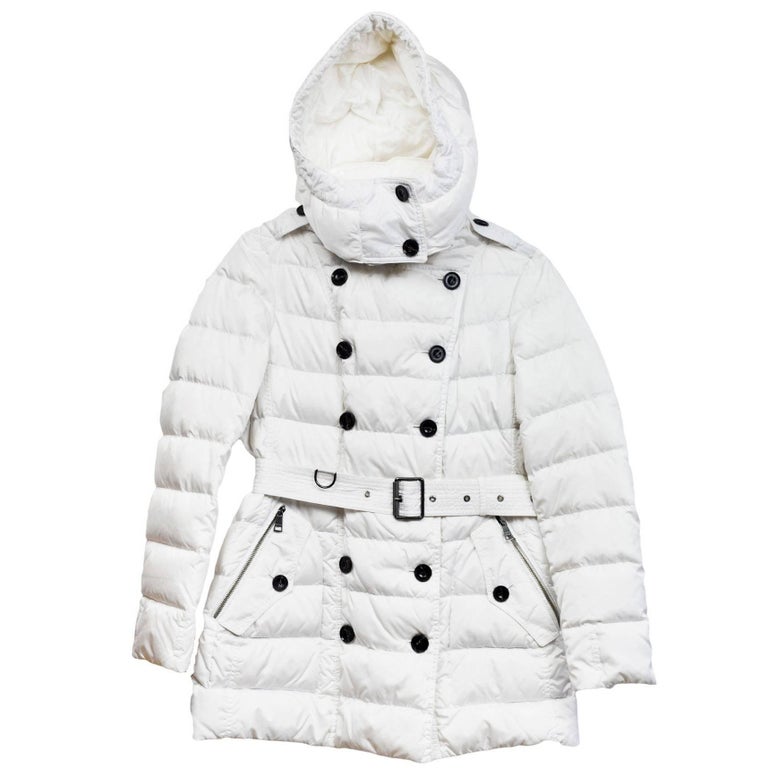 Burberry Brit White Puffer Coat sz L For Sale at 1stDibs