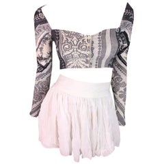 Dolce & Gabbana Sheer White Skater Skirt and Cropped Bandanna Top XS, 1992