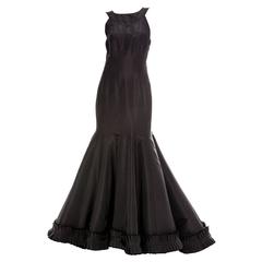 Oscar de la Renta Sleeveless Black Silk Faille Evening Dress, Spring 2007