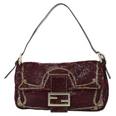 Red & Gold Fendi Sequined Baguette Bag