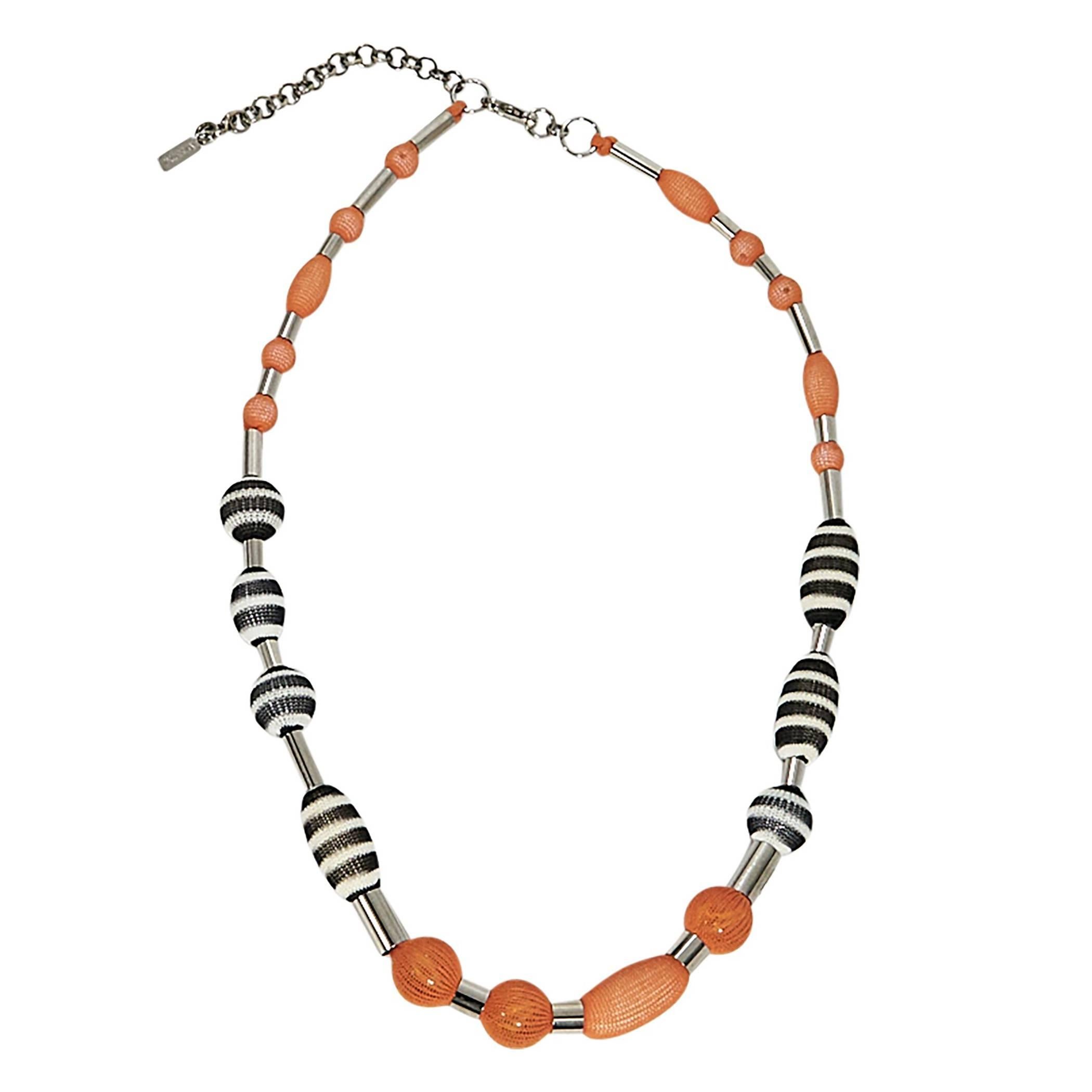 Black & Orange Missoni Beaded Necklace