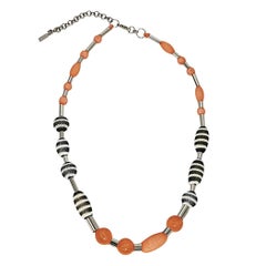 Black & Orange Missoni Beaded Necklace