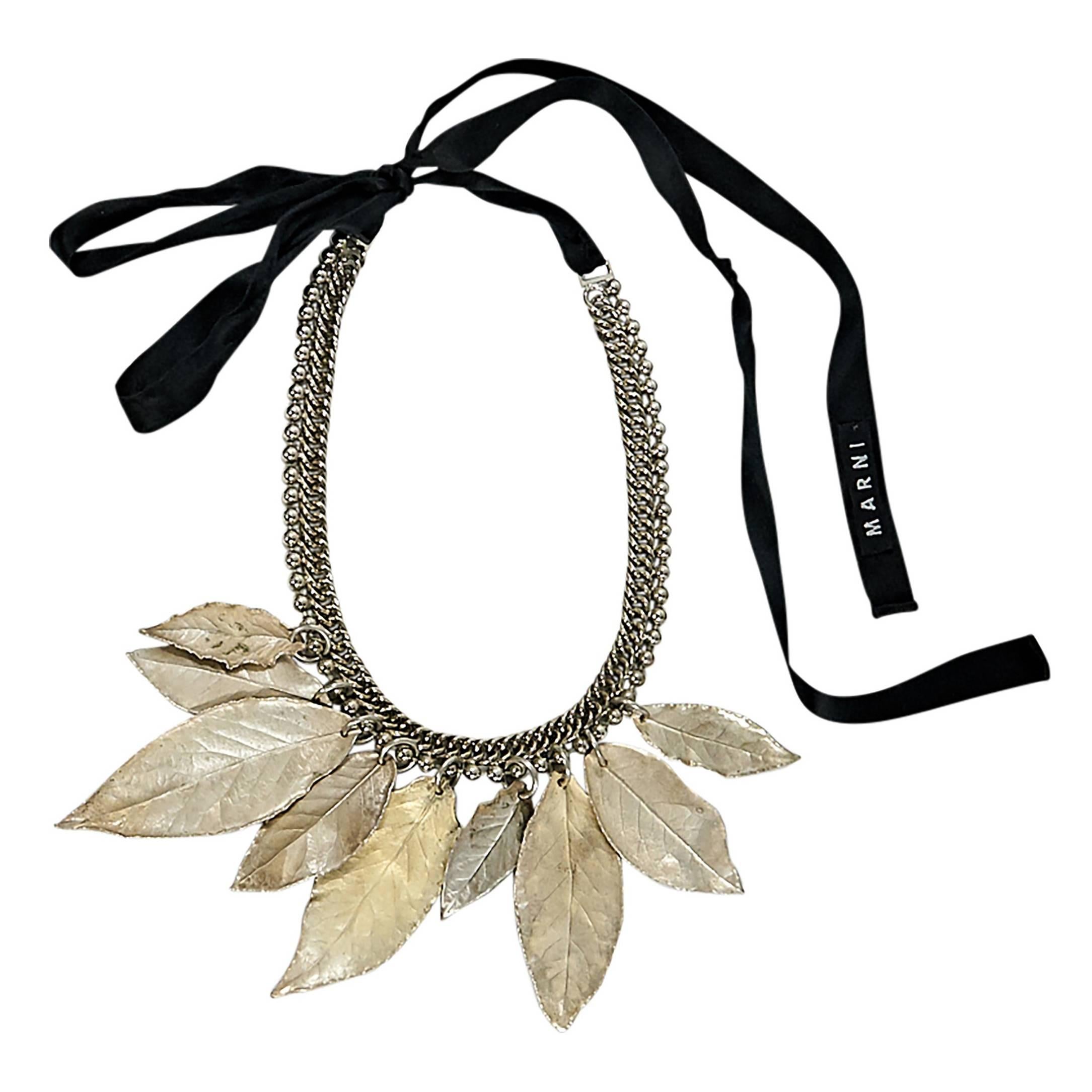 Gold Marni Leaf Collar Necklace