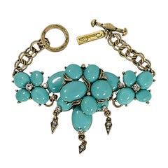 Teal Oscar de la Renta Chain Bracelet 6