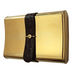 Stunning Piece / Rare 70s Gucci Gold Tone + Leather Minaudière 8