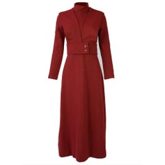 Double Knit A-line Turtleneck Dress with Belt 