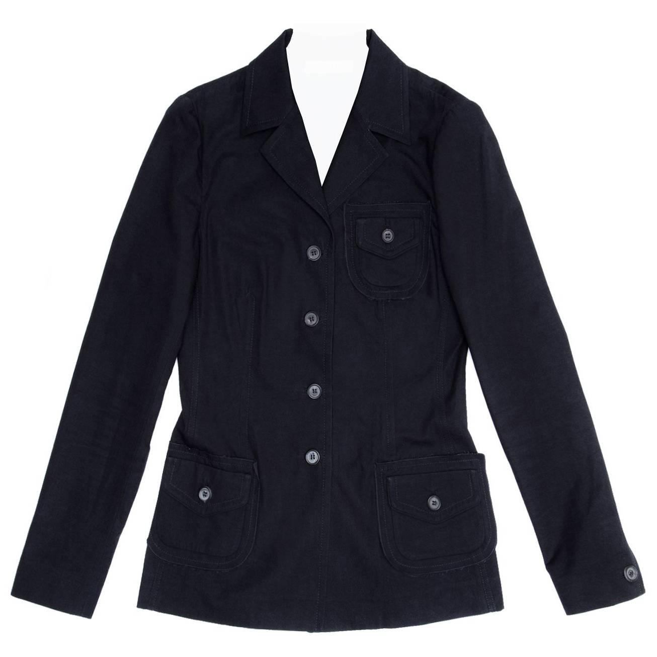Prada Navy Cotton Casual Jacket For Sale