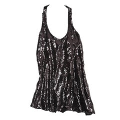 Pierre Balmain Black Sequin Racer Tank 11