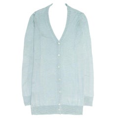Prada Green & White Striped Cardigan 4