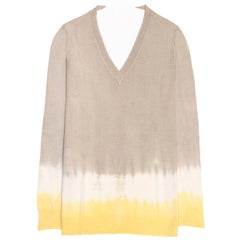 Prada Taupe Fitted V-Neck Pullover 4