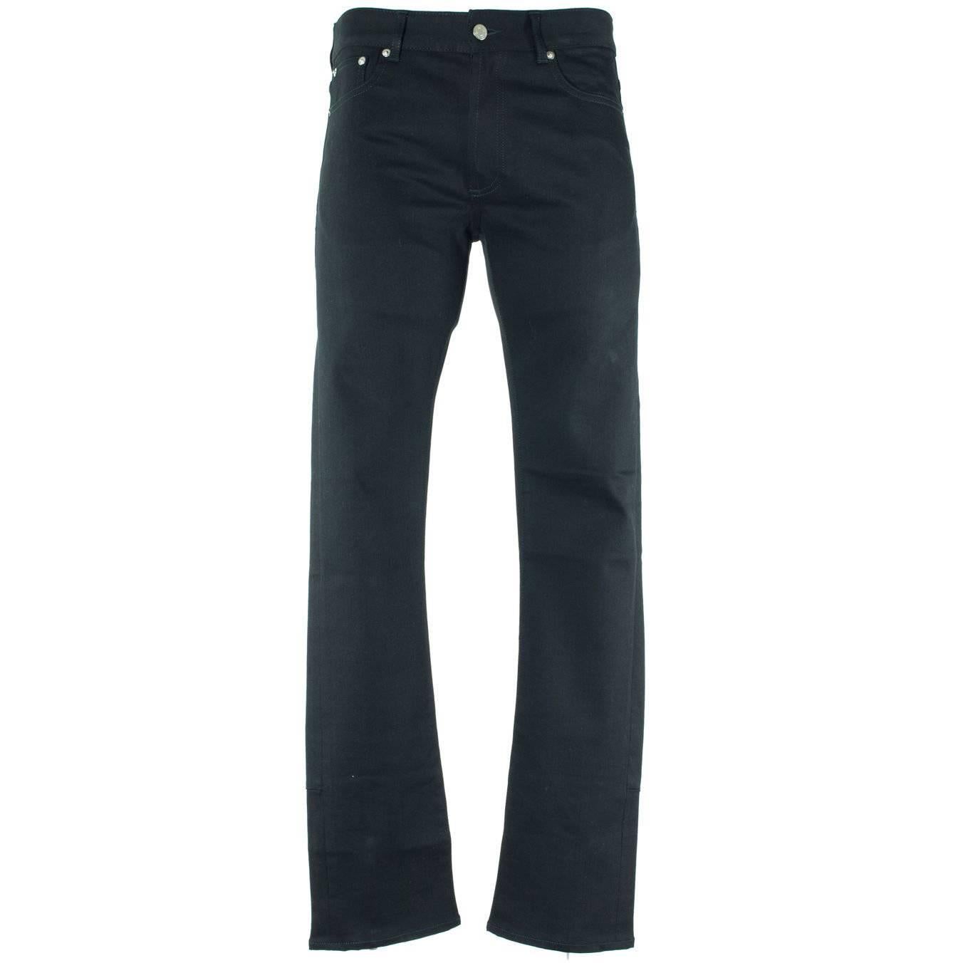 Givenchy Mens Solid Black Cotton Blend Jeans W/ Zipper For Sale
