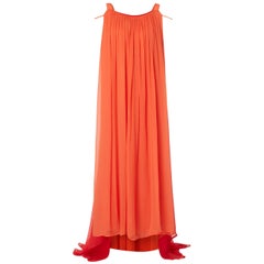 Vintage Yves Saint Laurent Haute couture orange & red dress, circa 1975