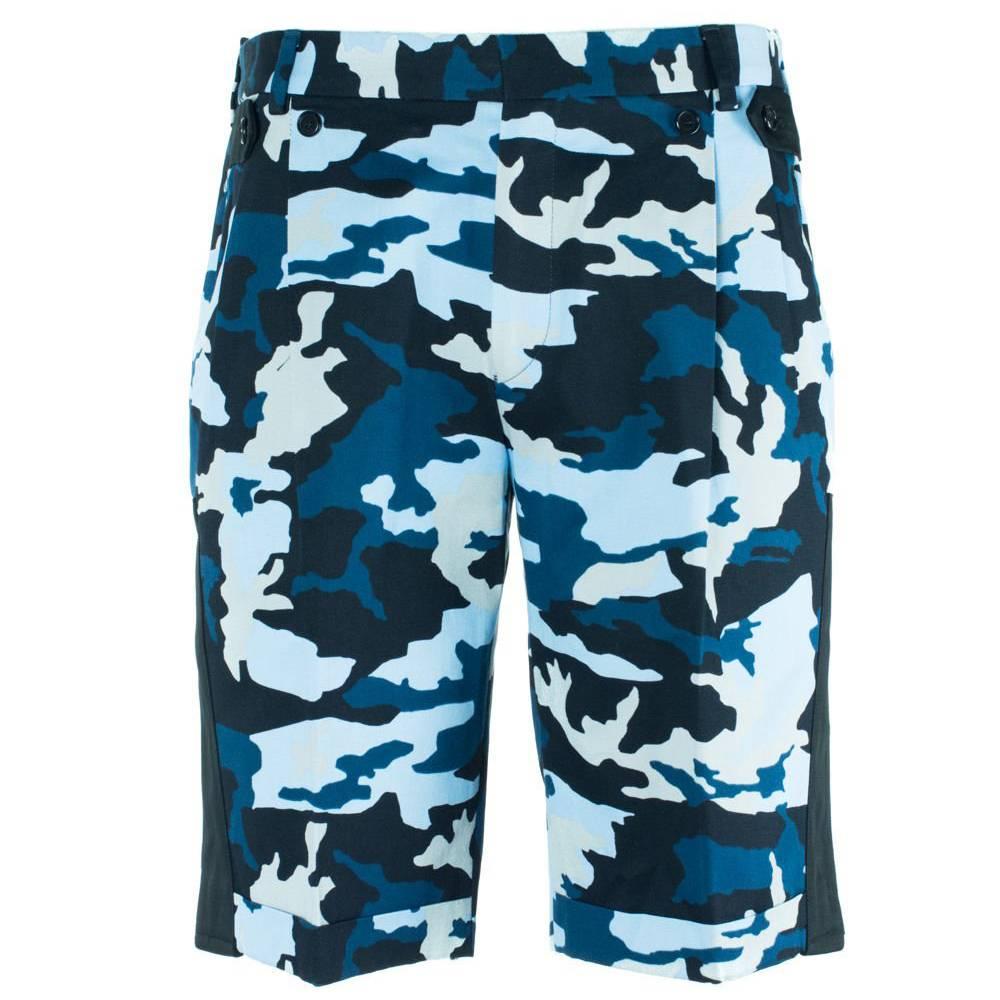 Givenchy Men's Blue Cotton Camouflage Board Shorts  For Sale