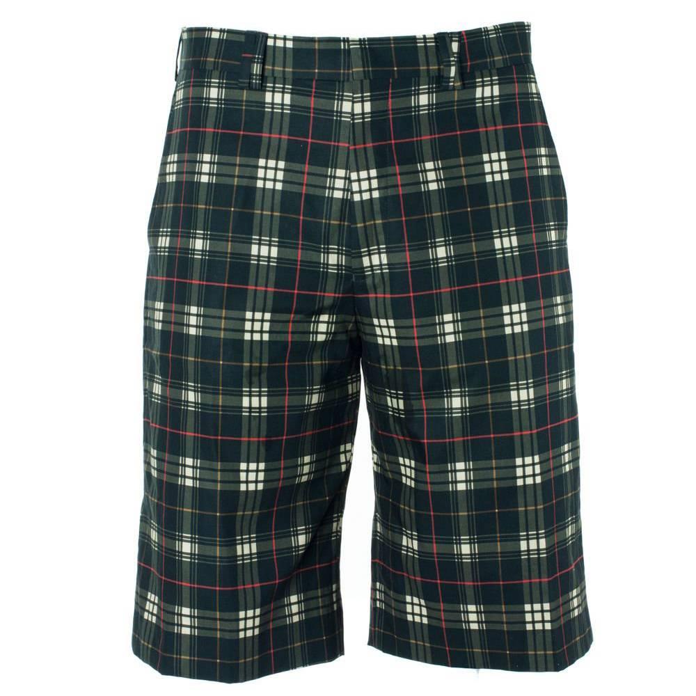 Givenchy Mens 100% Cotton Black Plaid Board Shorts For Sale