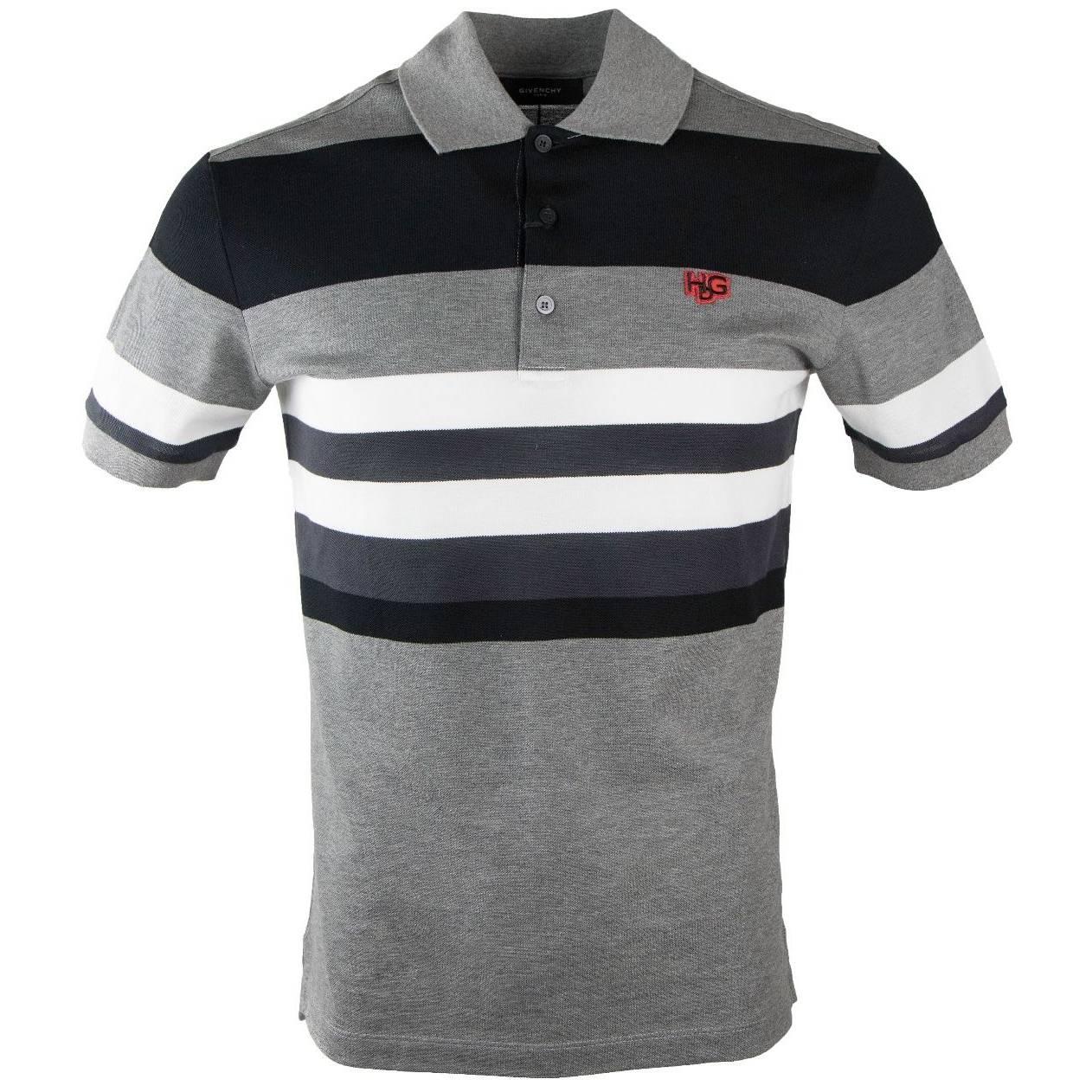 Givenchy Men's Black & White Striped 100% Cotton Polo