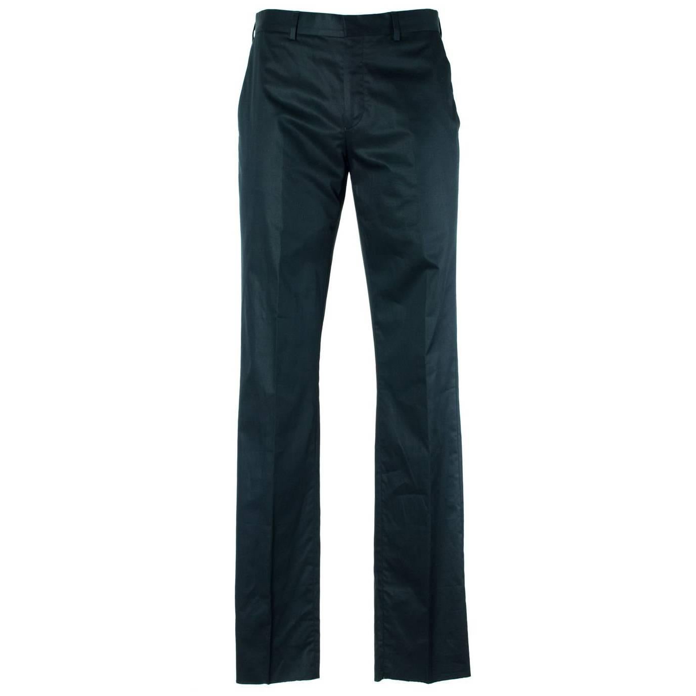 Givenchy Men's 100% Cotton Solid Navy Trousers  For Sale