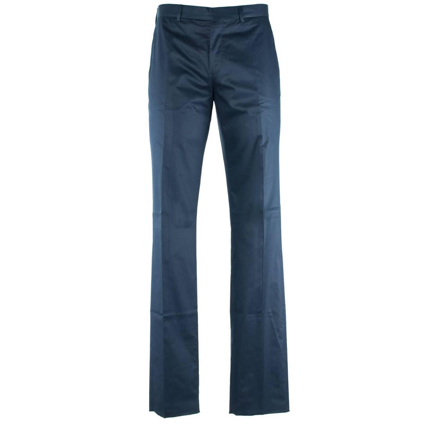 Givenchy Men's 100% Cotton Solid Navy Trousers  For Sale