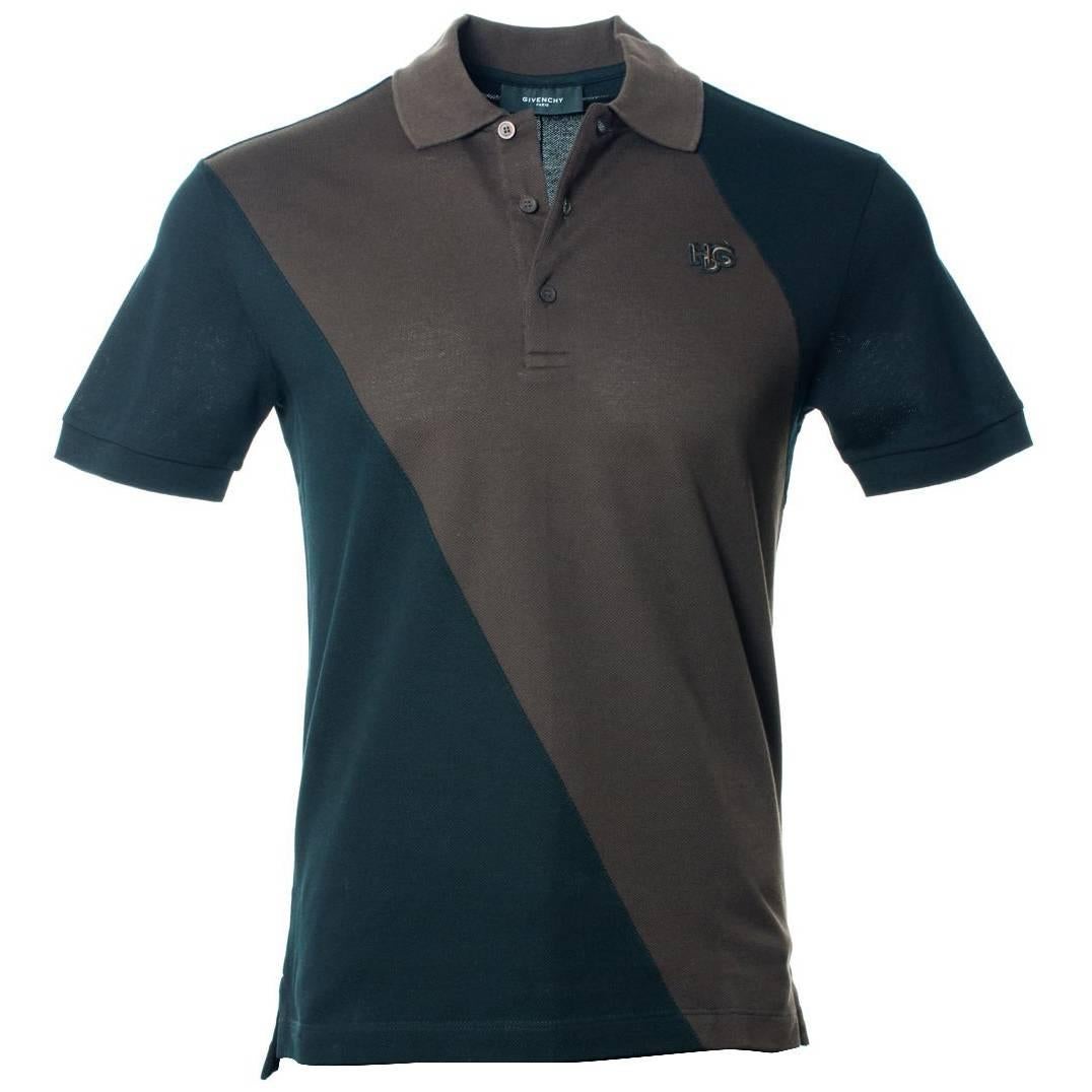 Givenchy Men's Black Brown 100% Cotton Short Sleeve Polo Shirt  For Sale