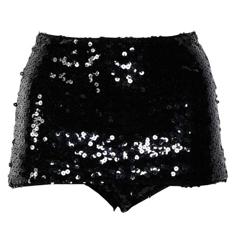 Chanel Black Sequins Hot Pants Shorts