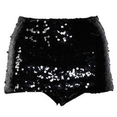 Chanel Schwarz Pailletten Hot Pants Shorts
