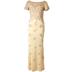 Vintage Naeem Khan Beaded and Embroidered Crepe Gown with Fish Tail