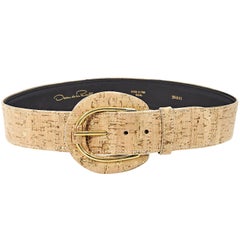 Tan Oscar de la Renta Wide Cork Belt 6