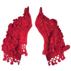 A/W 2002 Gianfranco Ferre W/ Tags Red Crochet Matador Cropped Sweater Shrug 9
