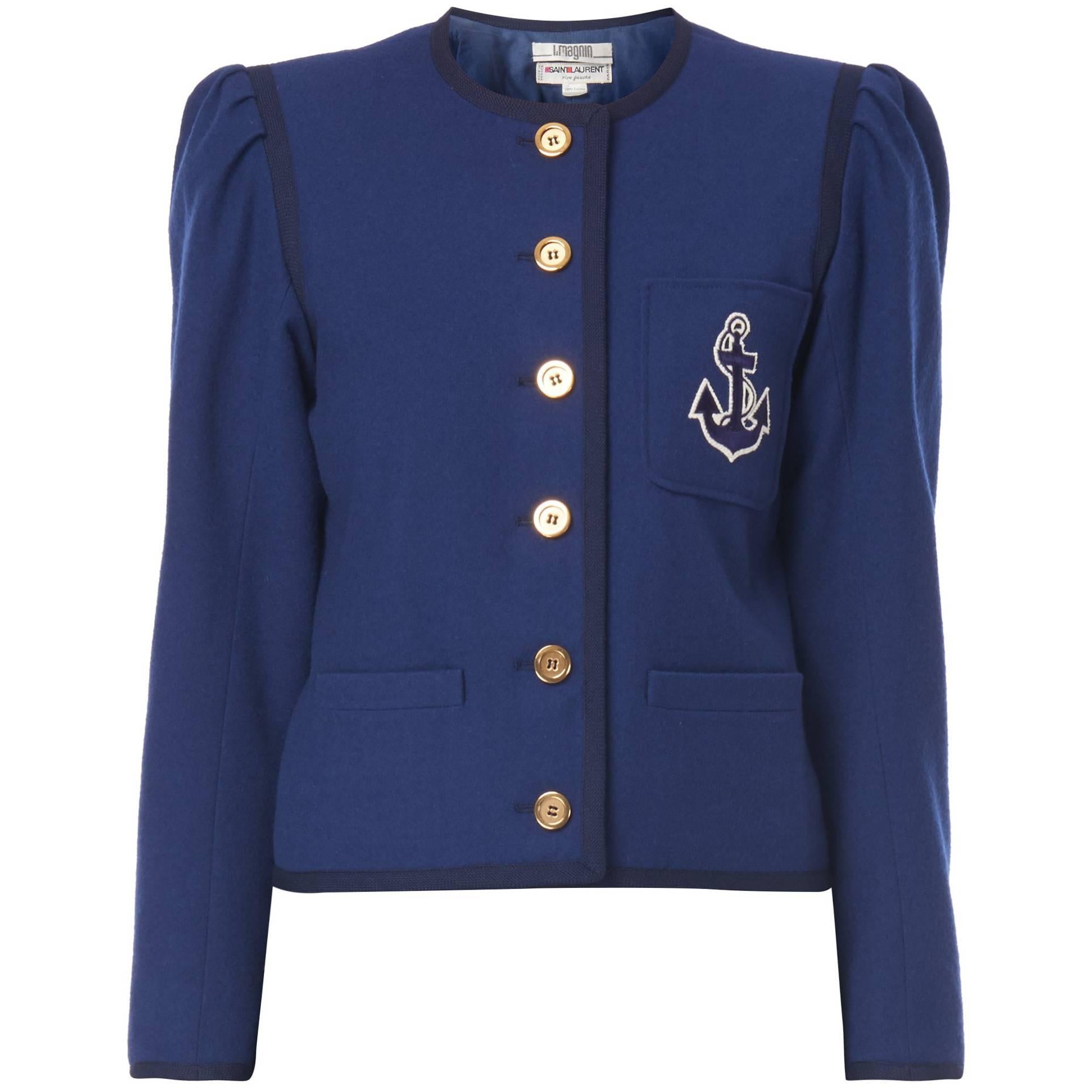 Yves Saint Laurent Navy jacket, circa 1975 For Sale