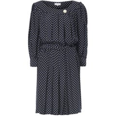 Yves Saint Laurent Navy polka dot dress, circa 1974 9