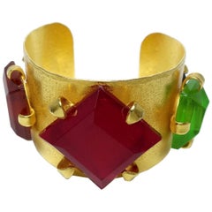 Dominique Aurientis Paris Vintage Multi-Color Stone Cuff Bracelet