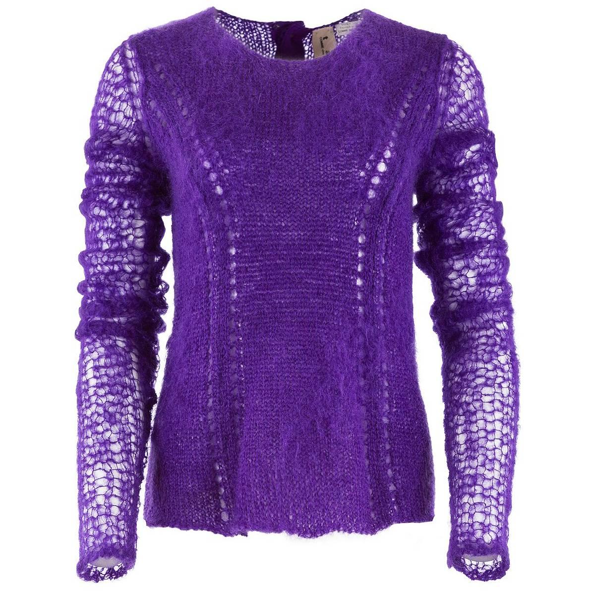 TAO by COMME DES GARÇONS Purple Mohair Button Back Sweater