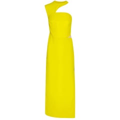 New Versace Yellow Cut Out Long Dress as seen on Minnie