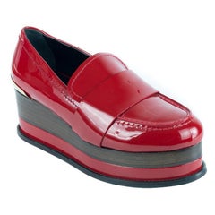 Roberto Cavalli Womens Patent Red Platforms Slip Ons 12