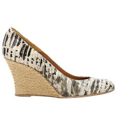 Beige Lanvin Embossed Espadrille Wedges