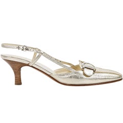 Gold Salvatore Ferragamo Afide Slingback Kitten Heels