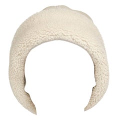 Prada Ivory Suede & Shearling Cap